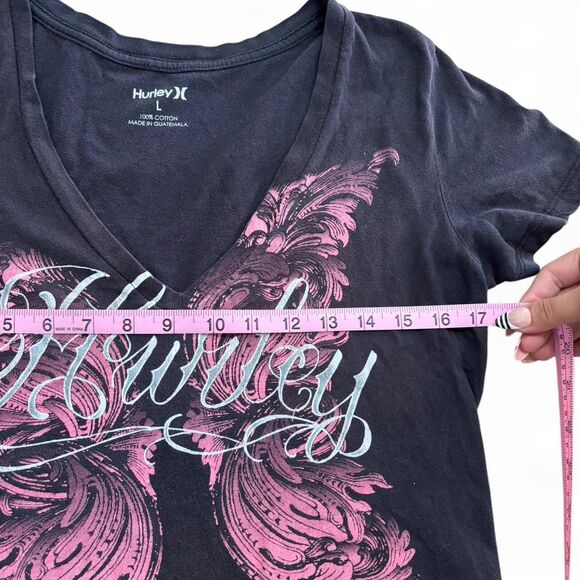 Y2k Hurley V Neck Shirt With Cyber Butterfly Design - Picture 4 of 5